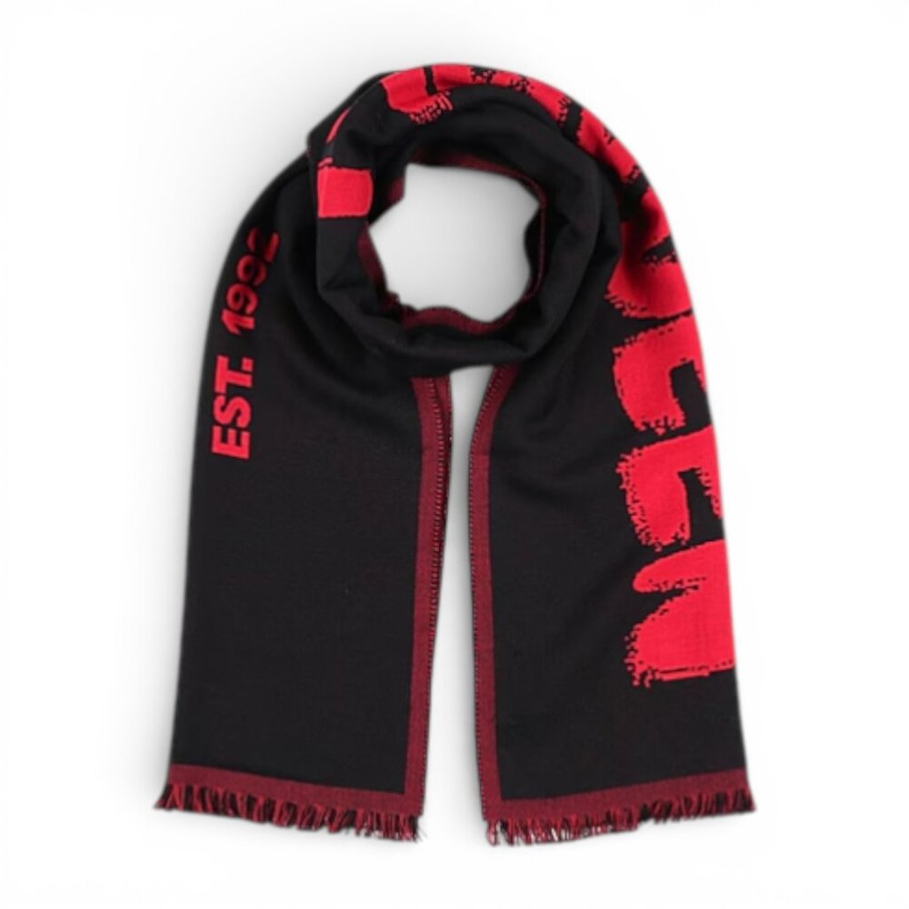 Alexander McQueen Wool Black & Red Scarf Two Tone Fringe Made In Italy - NWT